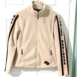Vintage Harley Davidson Unisex Full-Zip Fleece Jacket with Writing Logo Size M